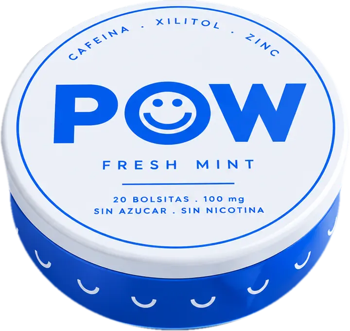 Lata de bolsitas de cafeína POW Fresh Mint